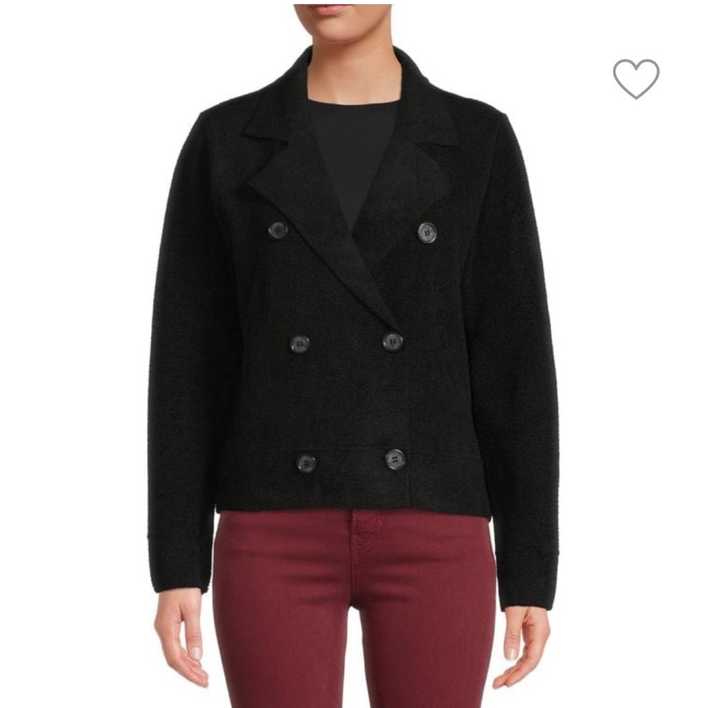 M MAGASCHONI Textured Double Breasted Blazer Jacket Coat Black Size Large